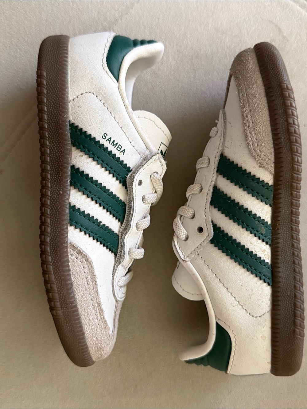 adidas Kids Samba Sneakers - White with Green and Brown Sole